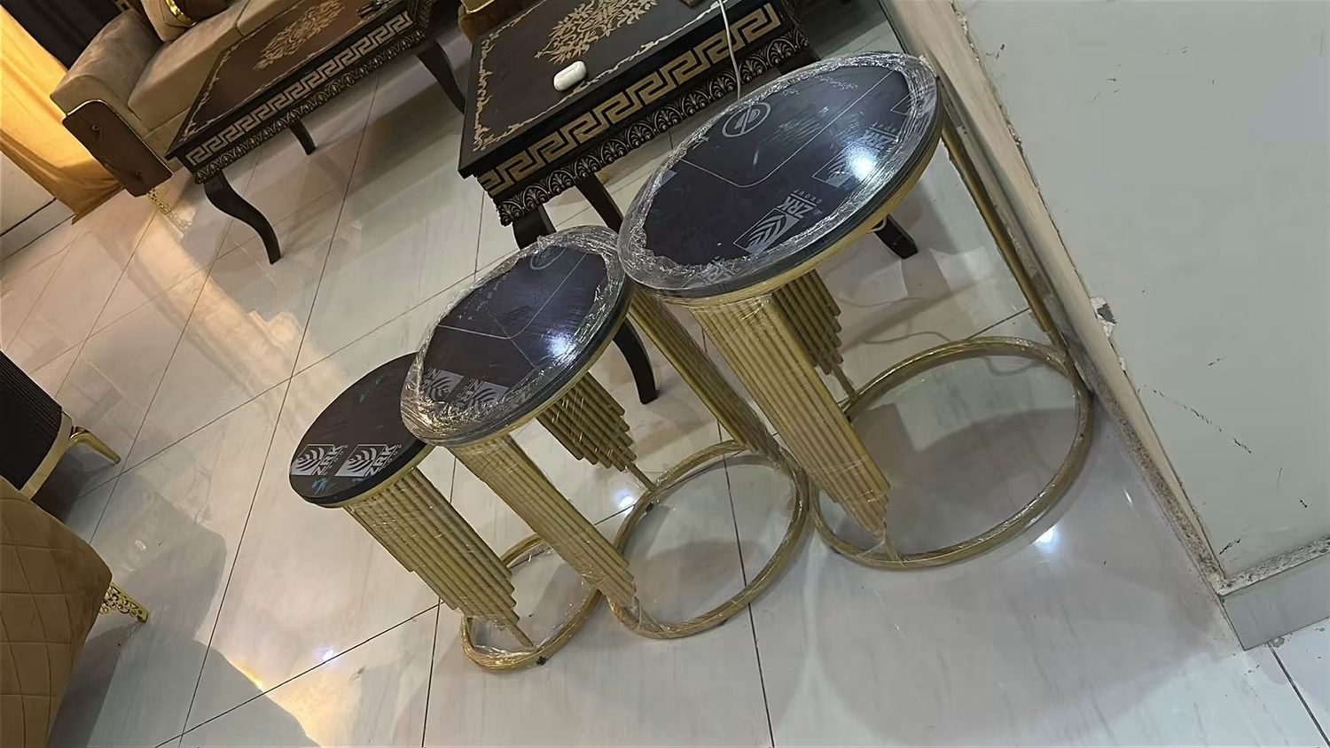 Sofa set with center tables and side tables