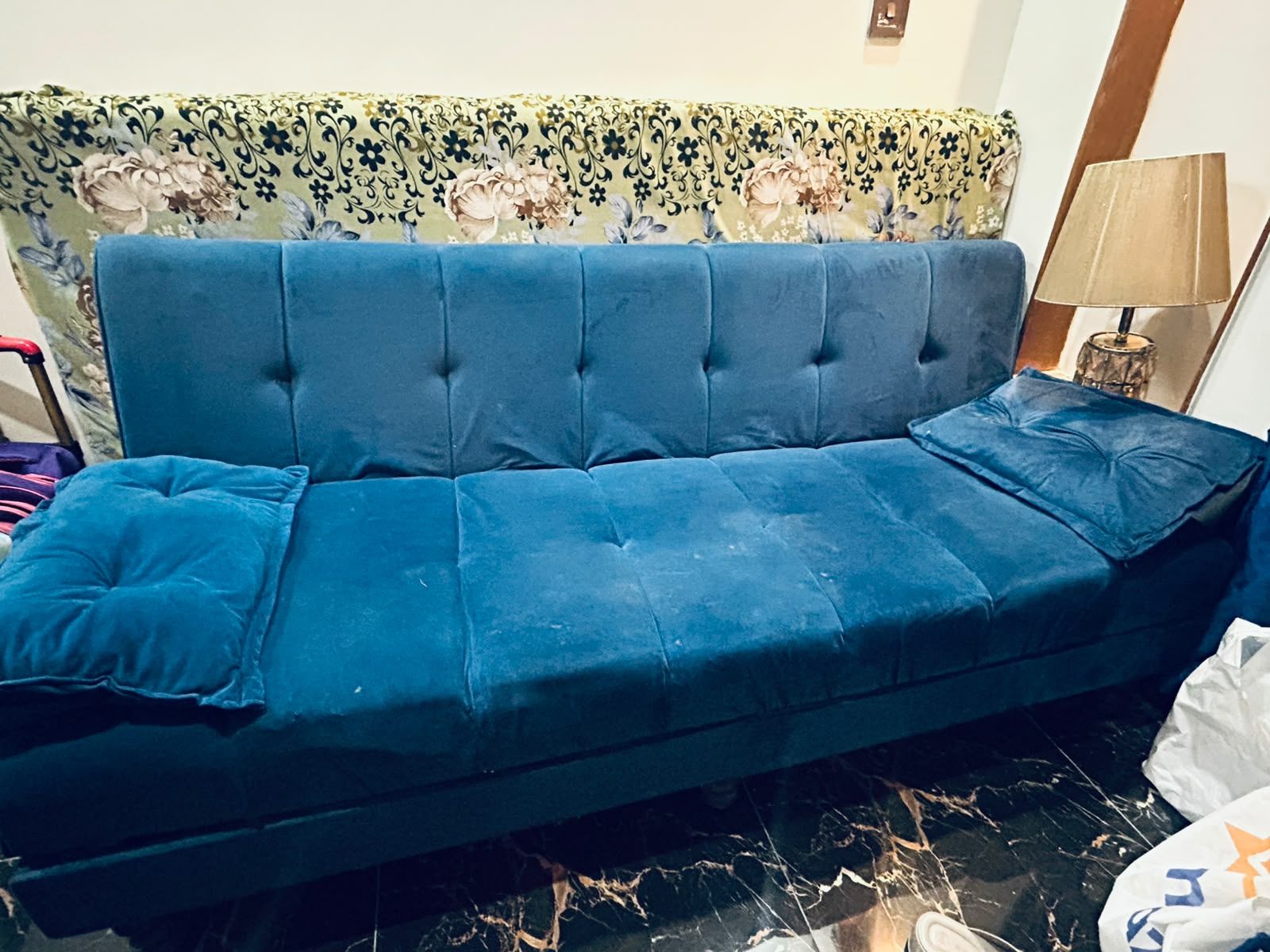 Blue Sofa Bed with Pillows, photo 2